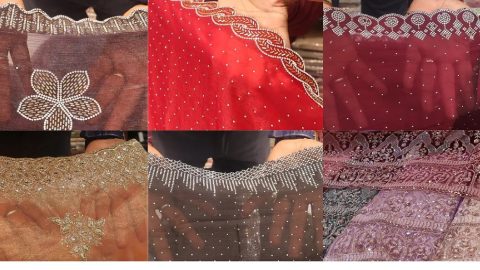 shimmer saree look