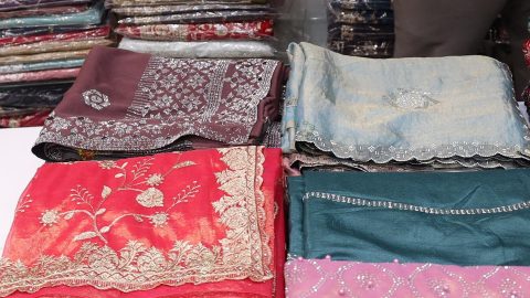 mirror work designer saree